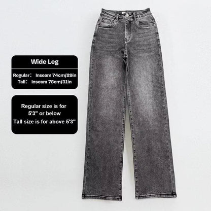 Women'S Minimalist High Waist Denim Stretch Wide Leg Jeans Spring & Summer Trendy Multi-Pocket Denim Trousers Street Womenswear