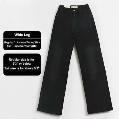 Women'S Minimalist High Waist Denim Stretch Wide Leg Jeans Spring & Summer Trendy Multi-Pocket Denim Trousers Street Womenswear