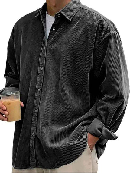 Men's Textured Corduroy Relaxed Fit Casual Shirt